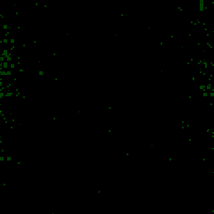 The difference between two adjacent live preview frames: sparse green specks on black.